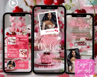 Cherry On Top Birthday Video Invitation: Animated Party Invite (Instant Download)