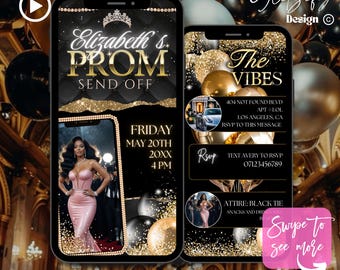 Black & Gold Prom Send Off Animated Invitation (Digital Download)