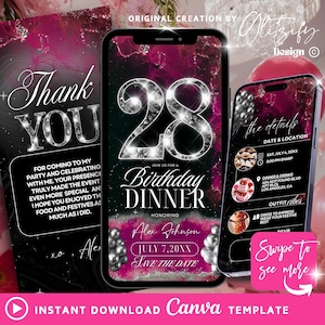 Digital 28th Birthday Invitation,28th e-invite,28th birthday evite,28th text invitation,digital 28th invitation,twenty ate birthday evite