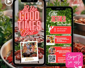 Animated Crawfish Boil Invitation: Seafood Party (Digital Download)