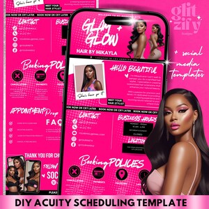 Modèle de programmation rose vif Acuity, modèle de site Web de réservation, modèle de programmation, conception de site Web Acuity, site de réservation de coiffeur, cils, pose de ongles