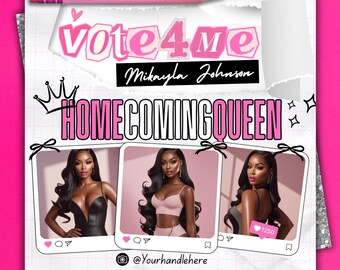 Editable Hoco Queen Vote Flyer: Y2k Homecoming Template (Digital Download)
