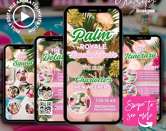 Palm Royale Bachelorette Animated Invitation: Girls Getaway (Digital Download)