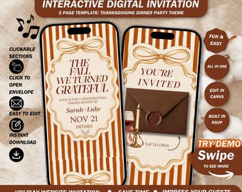 The Fall We Turned Grateful Invitation Website: Fun Friendsgiving Party Invite with Rsvp ( canva template )