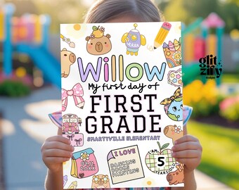 Capybara First Day of School Sign: Editable Photo Prop (Digital Download)