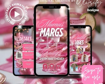 Pink Muumuus & Margs Animated Invitation: Girls Night Canva Template (Digital Download