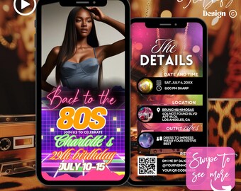 80s Birthday Animated Invitation: Retro Text Message Invite (Digital Download)