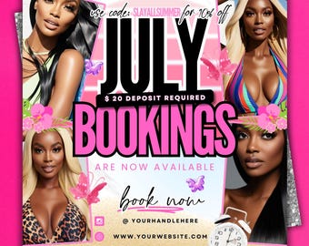 Salon Juli Buchung Flyer: Sommer Lash & Hair Angebote (bearbeitbare Canva Vorlage)