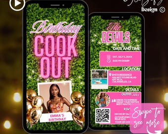 Animated Birthday Cookout Invitation: Grill & Chill BBQ (Digital Download)