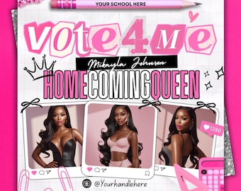 Editable Hoco Queen Vote Flyer: Y2k Homecoming Template (Digital Download)