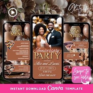 Mocha Anniversary Party Invitation,Text Invitation Anniversary,Surprise anniversary Dinner Invite,Digital Invitation,glam anniversary flyer