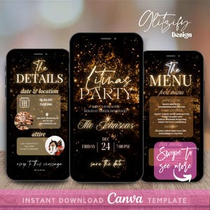 Gold Litmas party animated invitation,holiday dinner party video invitation,holiday party digital invitation,christmas invitation,litmas
