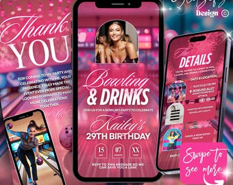 Animated Bowling Party Invitation: Editable Text, Instant Download