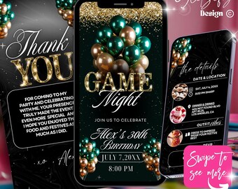 Animated Game Night Invitation: Editable Party Invite (Canva Template, Digital Download)
