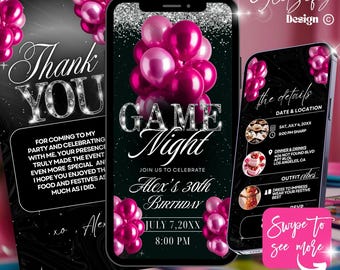 Animated Game Night Invitation: Editable Party Invite (Canva Template, Digital Download)