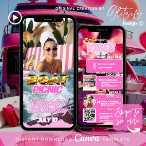 Boat Picnic Party Invitation,Birthday Cruise Invite,Dinner Cruise Invite,Coastal Picnic Itinerary,Birthday Yacht party,Let&#39;s Cruise Party