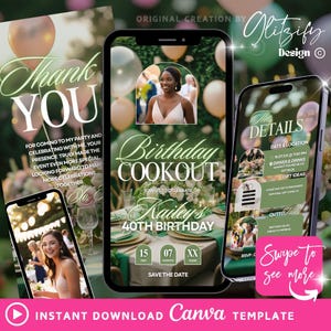 Birthday Cookout invitation,BBQ video invitation,birthday bbq invitation template,digital backyard bbq invitation,grill & chill text invite