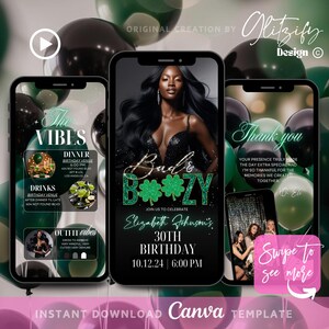 Bad & Boozy St Patrick's Day invitation,March Birthday Invitation,Irish Party Invite,St Paddys Day Bash,Lucky Birthday Invite,Green Shamrock