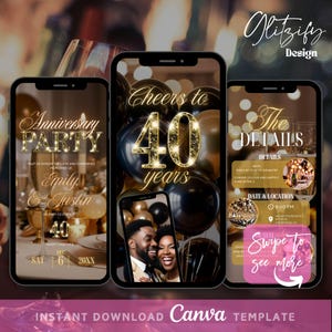 40th Anniversary Party Invitation,Text Invitation Anniversary,Surprise anniversary Dinner Invite,Digital Invitation,Wedding Anniversary diy