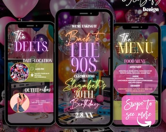 Back to the 90s invitation with photo,90s birthday invitation template,digital retro birthday party invitation,retro digital invitation diy