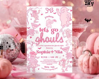 Western Halloween Girls Night Invitation: Halloween Hoedown Invite,Editable Canva Template (PDF Download)