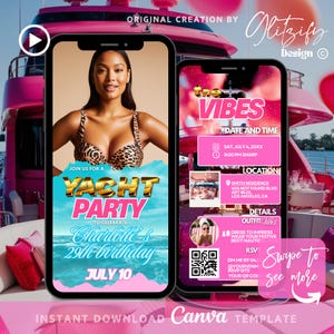 Yacht Party Invitation,Birthday Cruise Invite,Dinner Cruise Invite,Tropical Cruise Itinerary,Birthday Yacht party,Let&#39;s Cruise Boat Party,