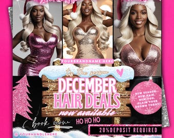 December Hair Salon Booking Flyer: Beauty Business Template (Editable Canva)