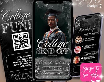 Animated Graduation Party Invitation: College Send Off, Editable Canva Template (MP4 Digital Download)