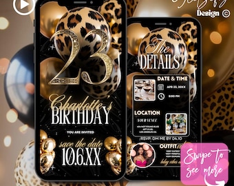 Leopard 23rd Birthday Animated Invitation: Wild Safari Party (Digital Download)