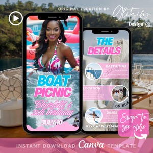 Boat Picnic Invitation,Birthday Yacht party,Boat party invite,Birthday Cruise Invite,Dinner Cruise Invite,Yacht party,Let&#39;s Cruise Flyer diy
