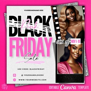 Black Friday Flyer,DIY Pink Friday Flyer,Editable Template in Canva,Black Friday Sale Flyer,Black Friday Hair Sale Flyer,Wig Sale Flyer diy