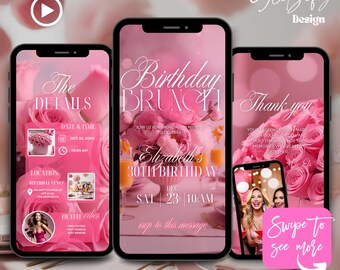 Animated Birthday Brunch Invitation: Customizable Canva Template (Digital Download)