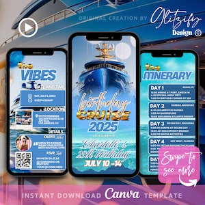 Geburtstags-Cruisin-Einladung, Geburtstagskreuzfahrt-Einladung, Abendessen-Kreuzfahrt-Einladung, tropische Kreuzfahrt-Reisebeschreibung, Yacht-Party, lassen Sie uns Kreuzfahrt-Boot-Party-Flyer