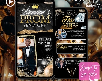 Gold & Black Prom Send Off Animated Invitation (Digital Download)