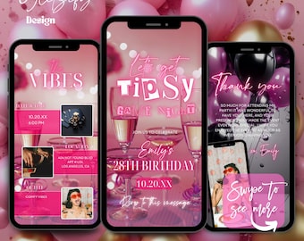 Game Night Invitation For Adults,Game Night Party Invite,Let&#39;s Get Tipsy Game Night Animated Invitation,Birthday Game Night,Girls Game Night