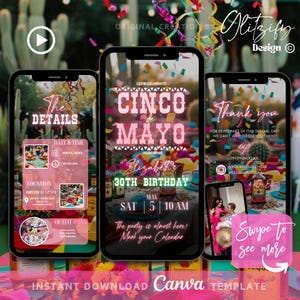 Convite Cinco de Mayo,Convite digital Cinco de Mayo,Convite festa 5 de maio,Fiesta de aniversário 5 de maio,Convite de texto,convite editável