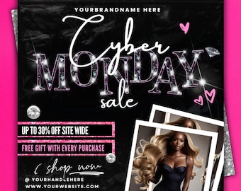 Cyber Monday Sale Flyer,Cyber Monday Flyer,Editable Template in Canva,Sales Event Flyer,Boutique Cyber Monday Flyer,Hair,Webshop,Nail,Lash