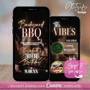 Let&#39;s Grill And Chill birthday BBQ video invitation with photo,birthday bbq invitation template,digital backyard bbq invitation,digital diy