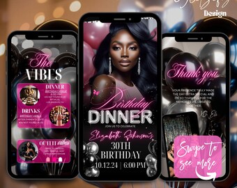 Animated Birthday Dinner Invitation: Elegant Digital Invite (Canva Template)