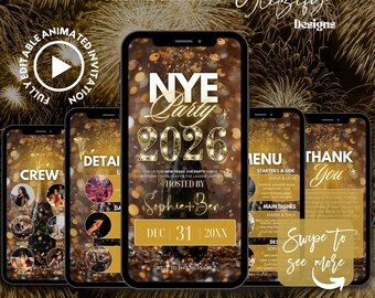 New Year's Eve Invitation 2026: Glam NYE Party Digital Invitation (Instant Download)