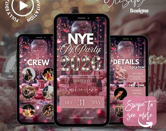 2026 New Year's Eve Pj Party Invitation: Girls Night In Nye Party Invite (Instant Download)