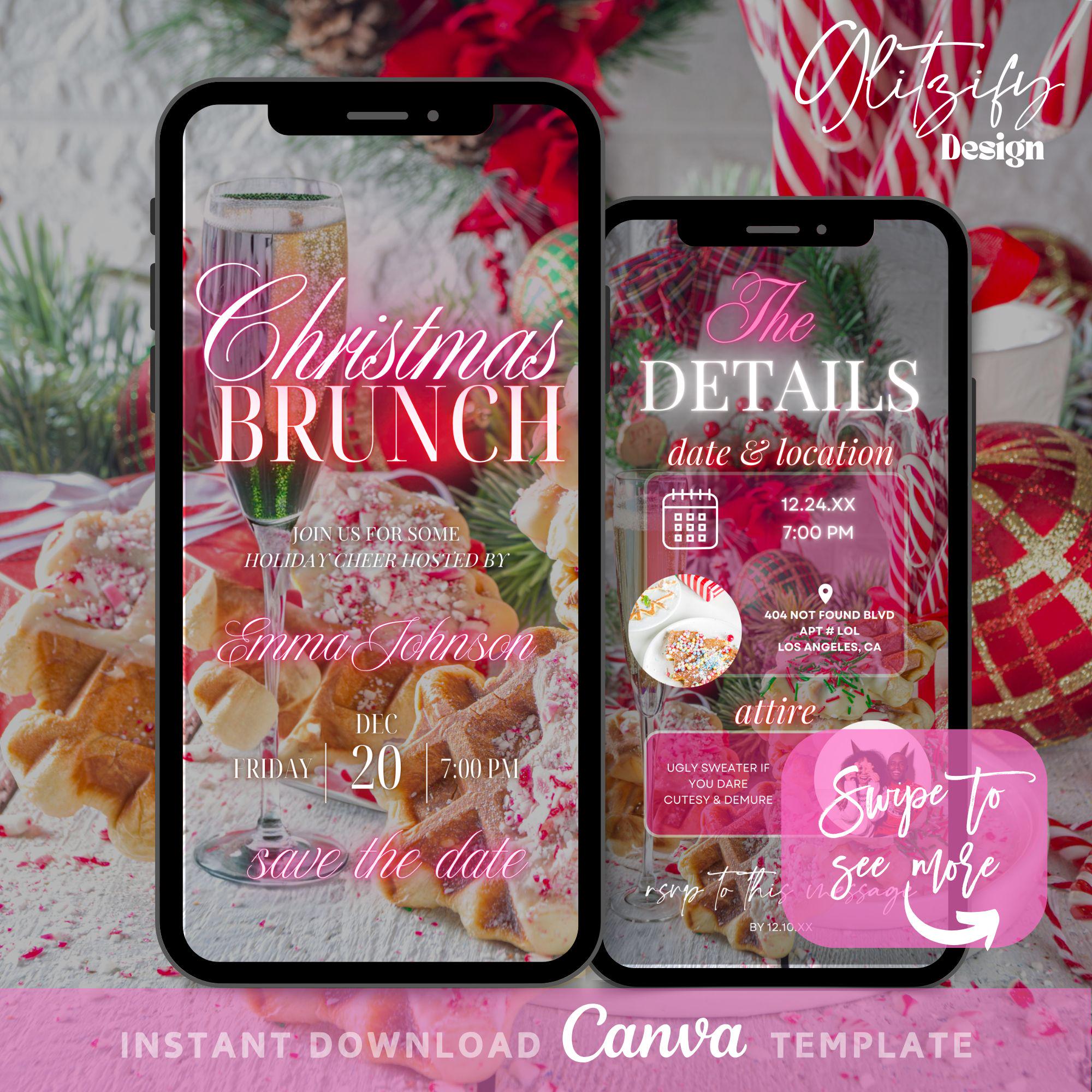 Christmas Brunch Animated Invitation: Friendsmas Evite (Digital Download)