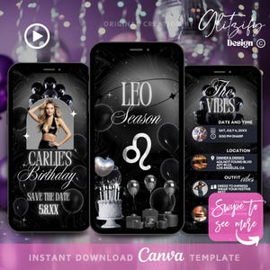 Leo Zodiac sign birthday invitation,Leo season invitation,zodiac birthday invite,astrology birthday invite,star sign,celestial invite