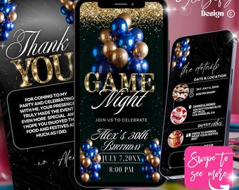 Animated Game Night Invitation: Editable Party Invite (Canva Template, Digital Download)