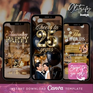 25th Anniversary Party Invitation,Text Invitation Anniversary,Surprise anniversary Dinner Invite,Digital Invitation,Wedding Anniversary diy
