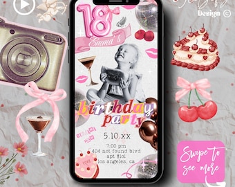 Retro Birthday Animated Invitation: Y2K Scrapbook Style (Instant Download)