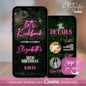 Let&#39;s Kickback birthday video invitation with photo,birthday bbq invitation template,digital backyard bbq invitation,kickback party invite