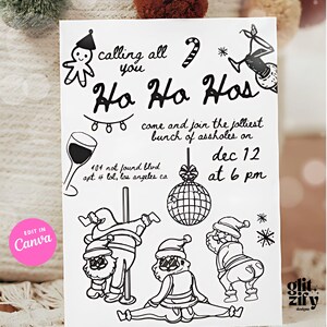 Lustig Nikolaus Weihnachtseinladung: Handgezeichnetes Doodle (Digitaler Download)