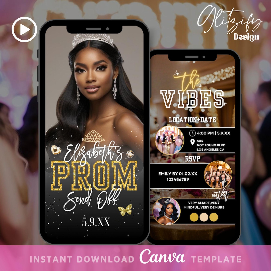 Gold Glitter Patch Letter Prom Send off Invite,prom Party Invitation ...