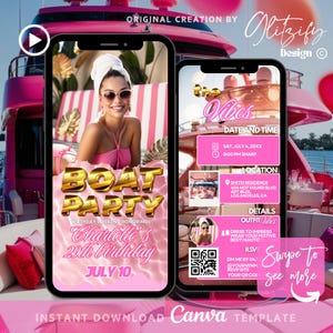 Boat Party Invitation,Birthday Cruise Invite,Dinner Cruise Invite,Tropical Cruise Itinerary,Birthday Yacht party,Let&#39;s Cruise Boat Party,